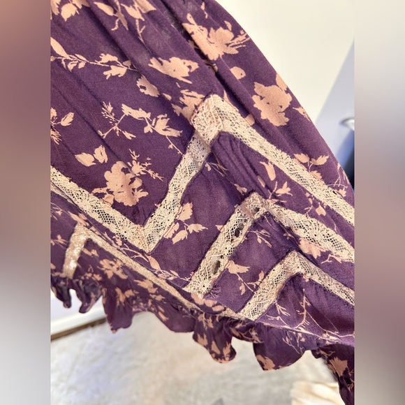 Free People Intimately Voile Lace Trapeze Mini Slip Dress in Eggplant - Small - Picture 4 of 5